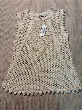 Another Love Open-Knit Crochet Tank Top - Cream XS